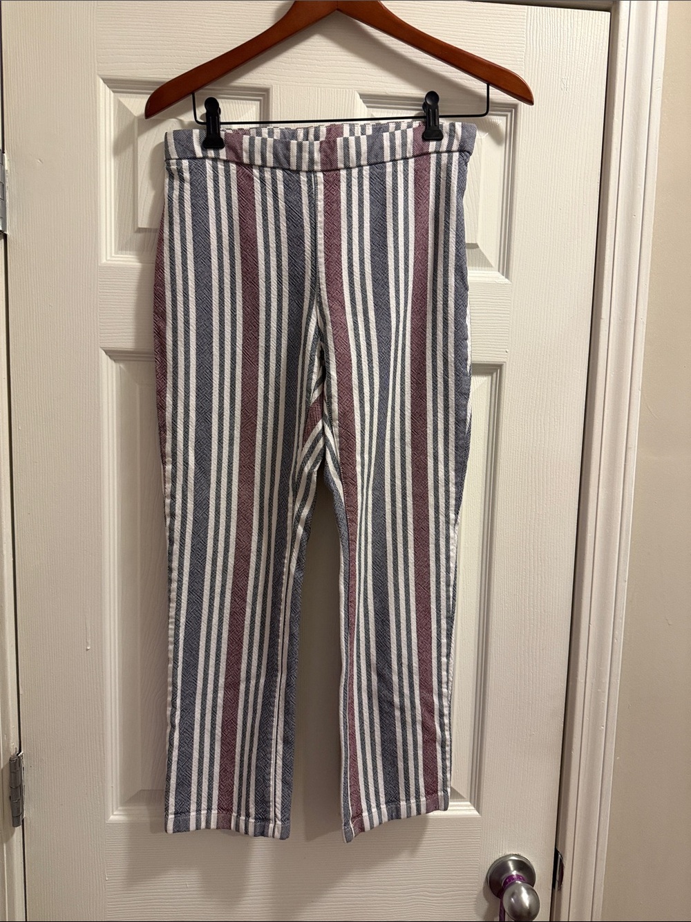 Striped Pull-On Kids Pants in Blue, White & Brown